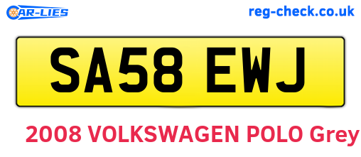 SA58EWJ are the vehicle registration plates.
