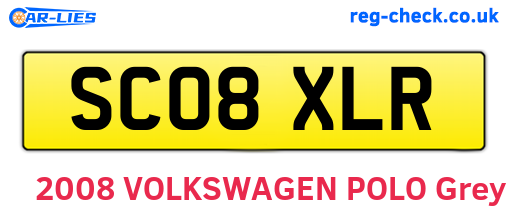 SC08XLR are the vehicle registration plates.