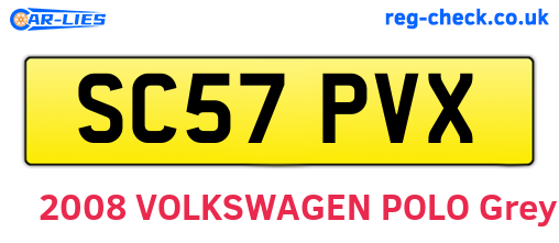 SC57PVX are the vehicle registration plates.