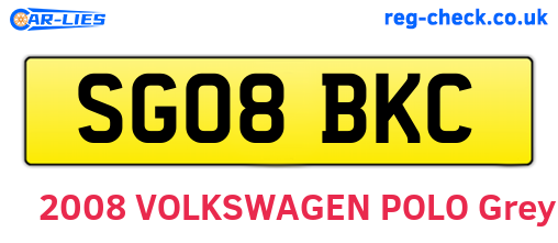 SG08BKC are the vehicle registration plates.