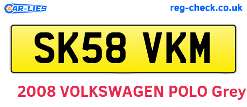 SK58VKM are the vehicle registration plates.