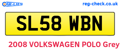 SL58WBN are the vehicle registration plates.