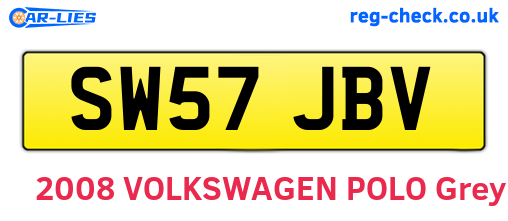 SW57JBV are the vehicle registration plates.