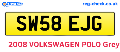 SW58EJG are the vehicle registration plates.