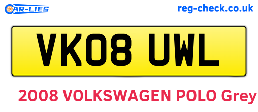 VK08UWL are the vehicle registration plates.