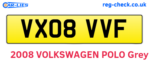 VX08VVF are the vehicle registration plates.