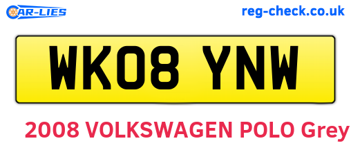 WK08YNW are the vehicle registration plates.