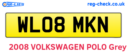WL08MKN are the vehicle registration plates.
