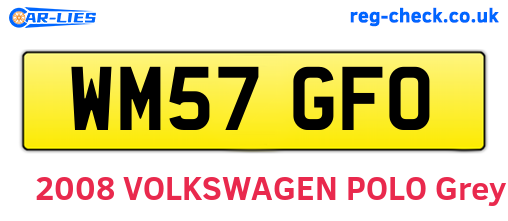 WM57GFO are the vehicle registration plates.