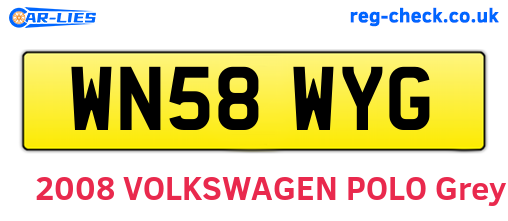 WN58WYG are the vehicle registration plates.