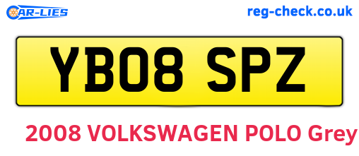 YB08SPZ are the vehicle registration plates.