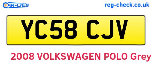 YC58CJV are the vehicle registration plates.
