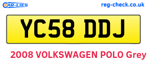 YC58DDJ are the vehicle registration plates.