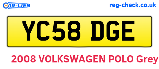 YC58DGE are the vehicle registration plates.