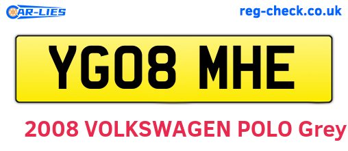 YG08MHE are the vehicle registration plates.
