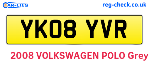 YK08YVR are the vehicle registration plates.