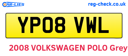 YP08VWL are the vehicle registration plates.