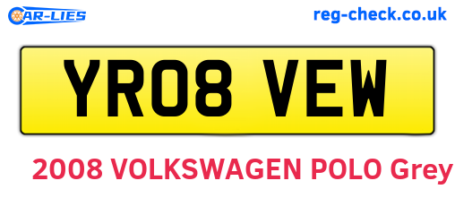 YR08VEW are the vehicle registration plates.