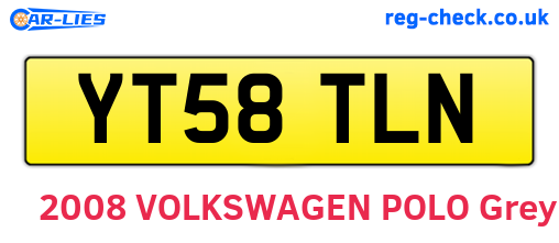 YT58TLN are the vehicle registration plates.