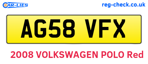 AG58VFX are the vehicle registration plates.