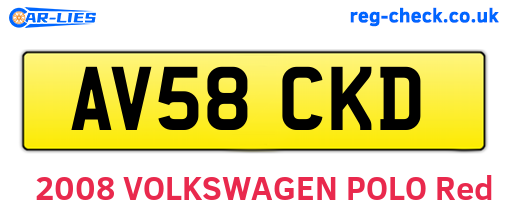 AV58CKD are the vehicle registration plates.