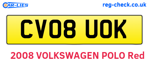 CV08UOK are the vehicle registration plates.