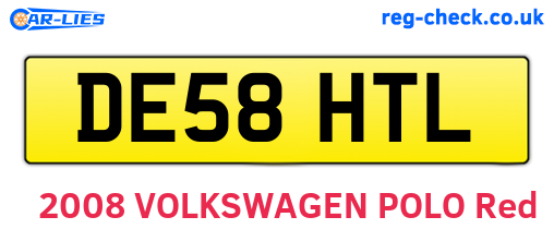 DE58HTL are the vehicle registration plates.