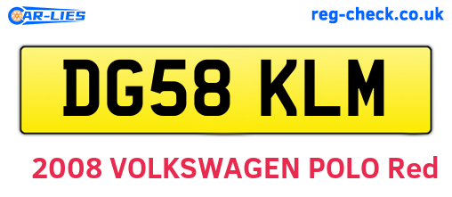 DG58KLM are the vehicle registration plates.
