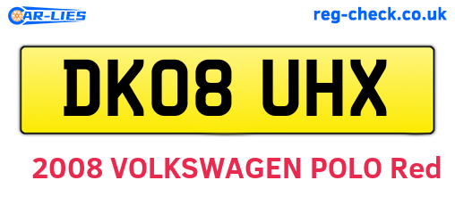 DK08UHX are the vehicle registration plates.