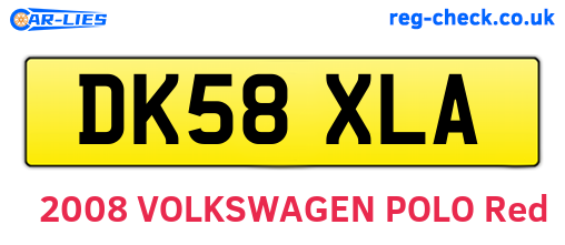 DK58XLA are the vehicle registration plates.
