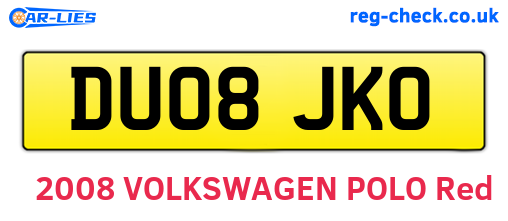 DU08JKO are the vehicle registration plates.