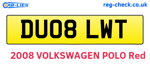 DU08LWT are the vehicle registration plates.