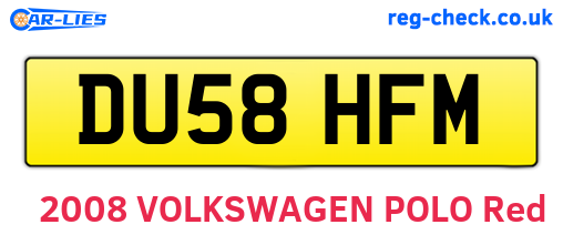 DU58HFM are the vehicle registration plates.