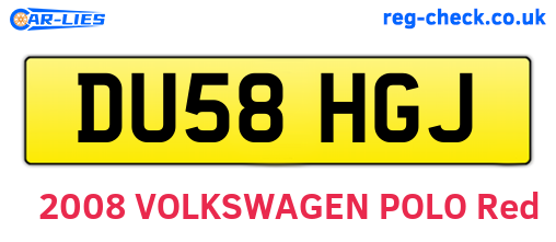 DU58HGJ are the vehicle registration plates.
