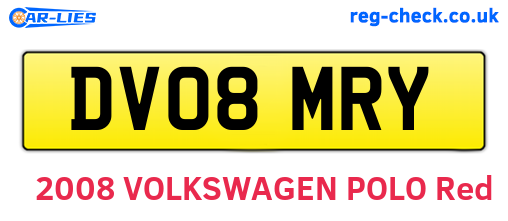 DV08MRY are the vehicle registration plates.