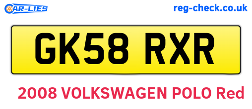 GK58RXR are the vehicle registration plates.