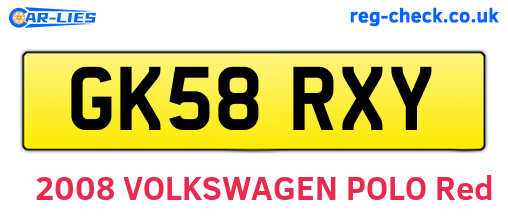 GK58RXY are the vehicle registration plates.