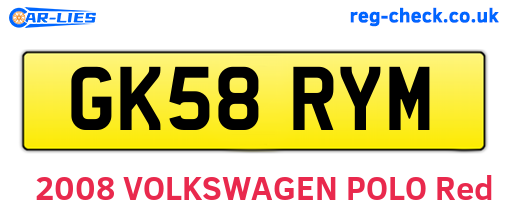 GK58RYM are the vehicle registration plates.