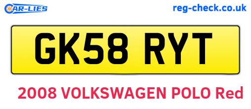 GK58RYT are the vehicle registration plates.
