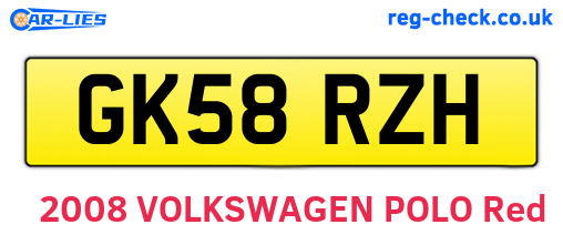 GK58RZH are the vehicle registration plates.