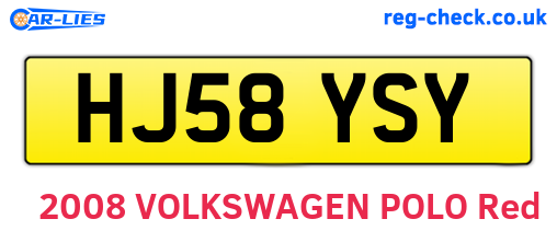 HJ58YSY are the vehicle registration plates.