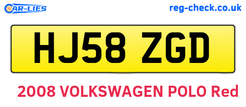 HJ58ZGD are the vehicle registration plates.