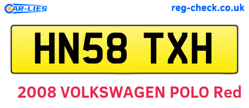 HN58TXH are the vehicle registration plates.