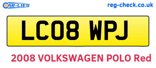 LC08WPJ are the vehicle registration plates.