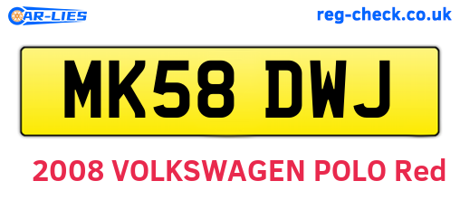 MK58DWJ are the vehicle registration plates.