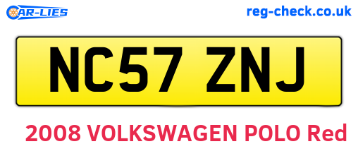 NC57ZNJ are the vehicle registration plates.
