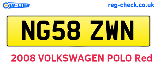 NG58ZWN are the vehicle registration plates.