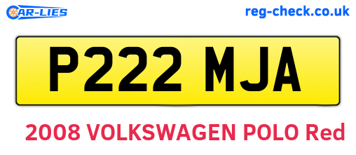 P222MJA are the vehicle registration plates.