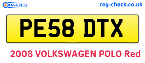 PE58DTX are the vehicle registration plates.