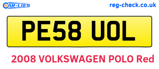 PE58UOL are the vehicle registration plates.